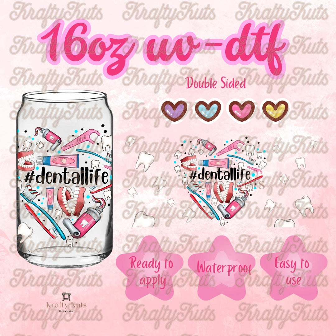 Dental Life UV-DTF 16oz Glass Wrap - Double Sided