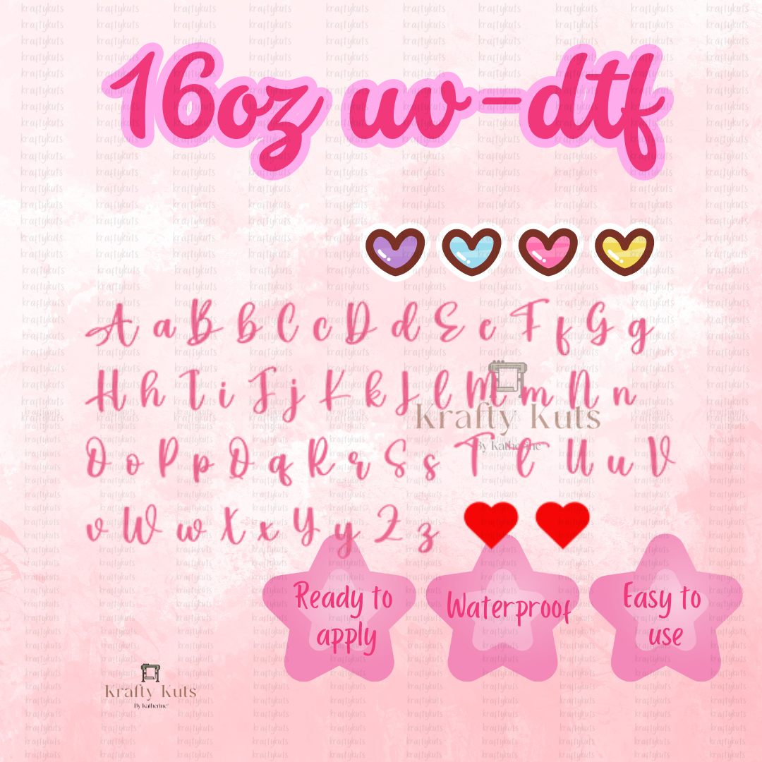 Letters UV-DTF 16oz Glass Wrap - Double Sized
