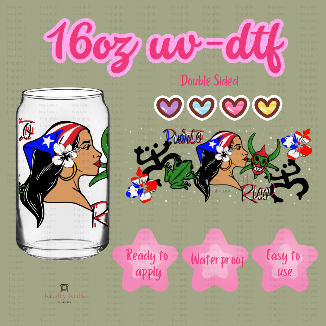 #101 UV-DTF 16oz Glass Can Wrap - Double Sided