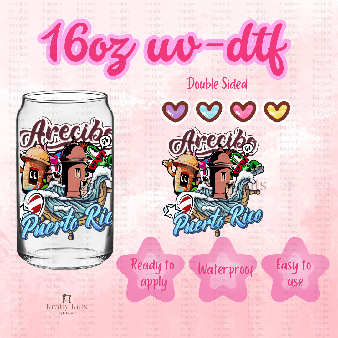 Arecibo UV-DTF 16oz Glass Can Wrap - Decal - Double Sided (Copy)