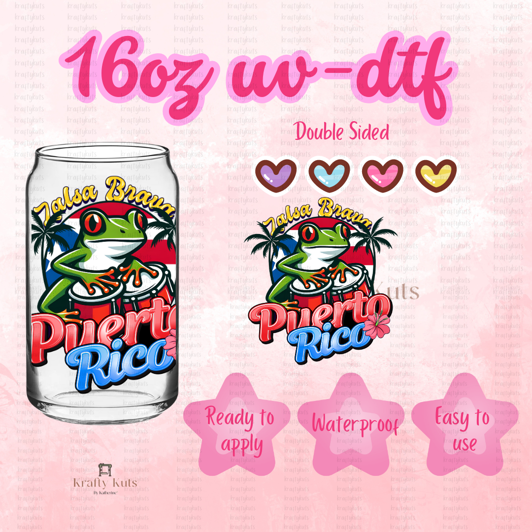 Salsa Coqui UV-DTF 16oz Glass Can Wrap - Decal - Double Sided (Copy) (Copy)