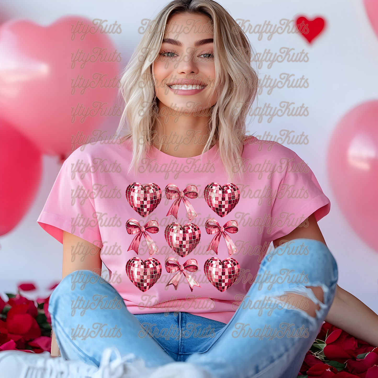 Heart & Bows Disco Direct Transfer Film DTF
