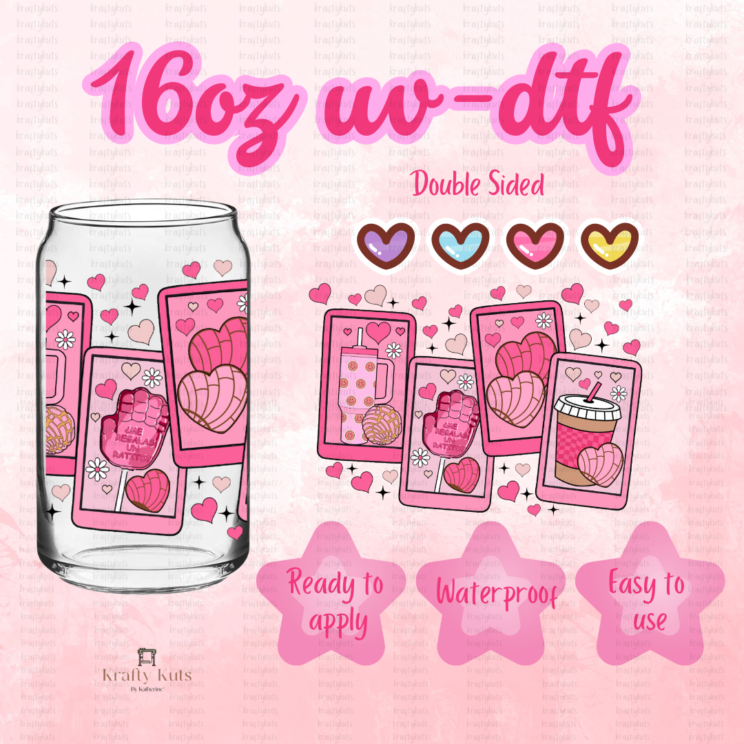 #124 UV-DTF 16oz Glass Can Wrap - Decal - Double Sided (Copy)