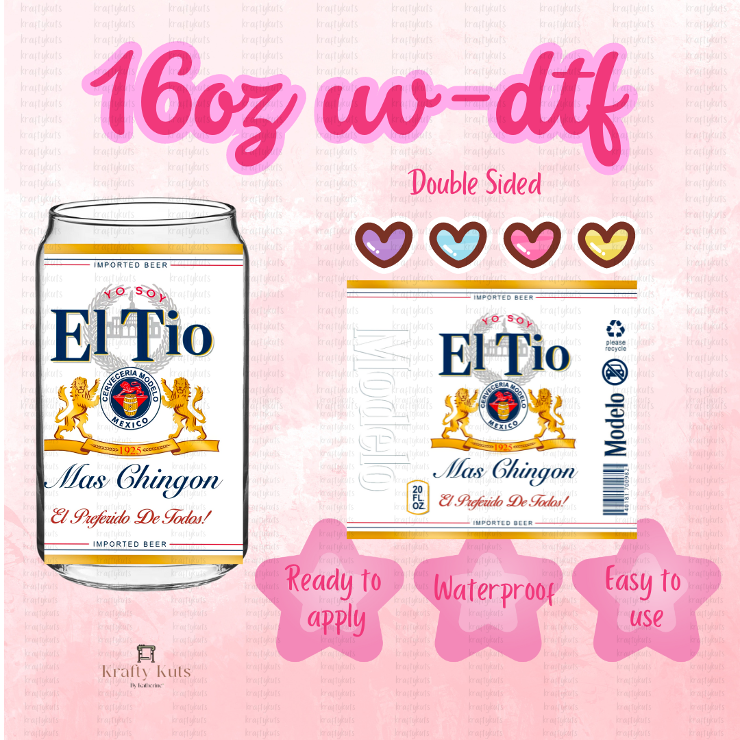 El mas ching...on Cerv.z UV-DTF 16oz Glass Can Wrap - Double Sided - Decal