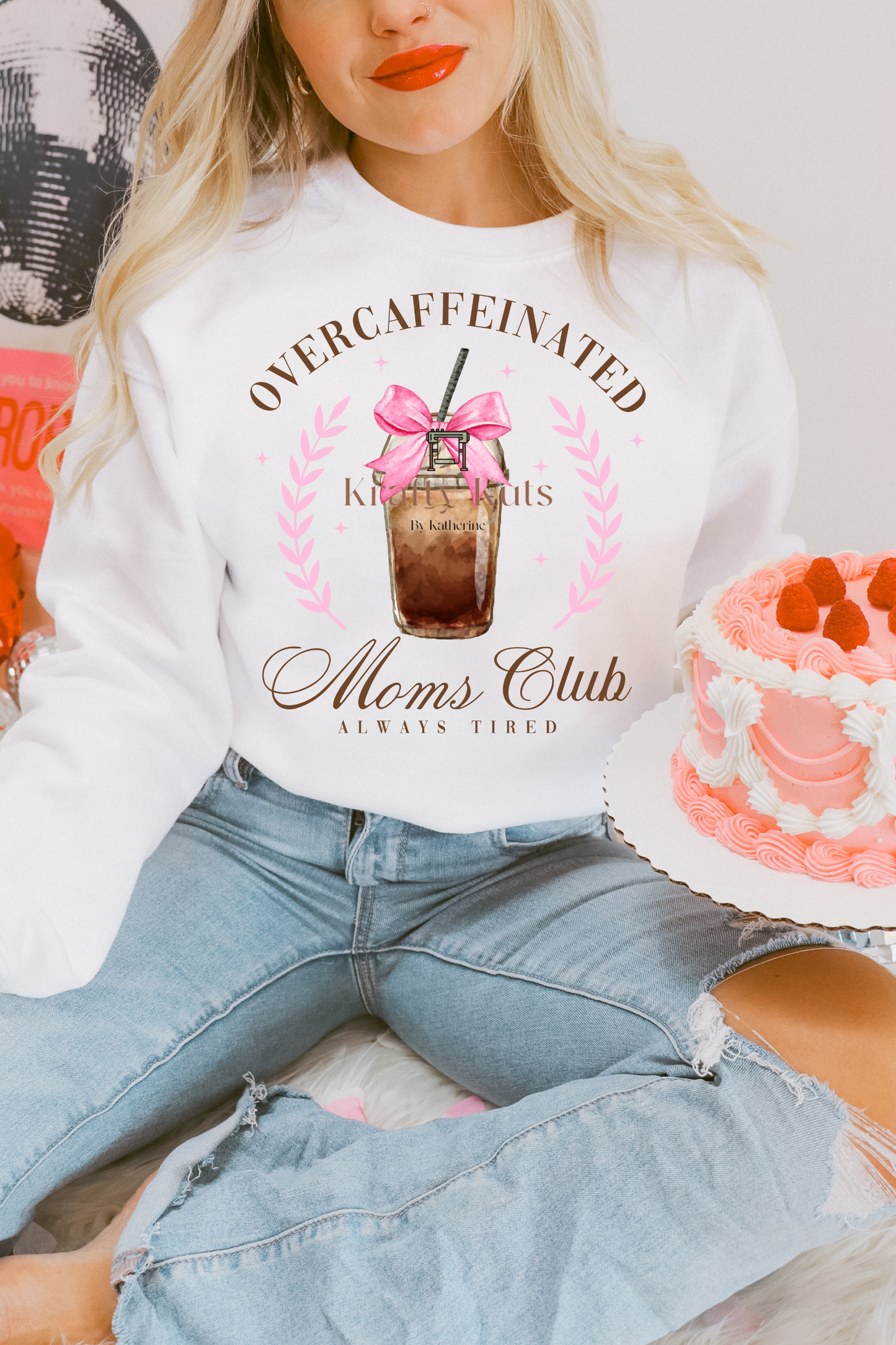 Over Decaffeeinated Mom's Club Direct to Film Transfer DTF