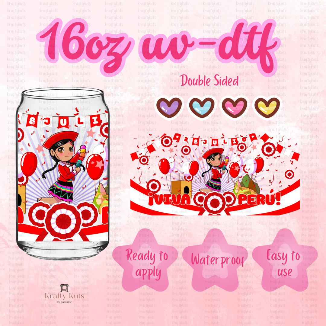 #105 UV-DTF 16oz Glass Can Wrap - Double Sided