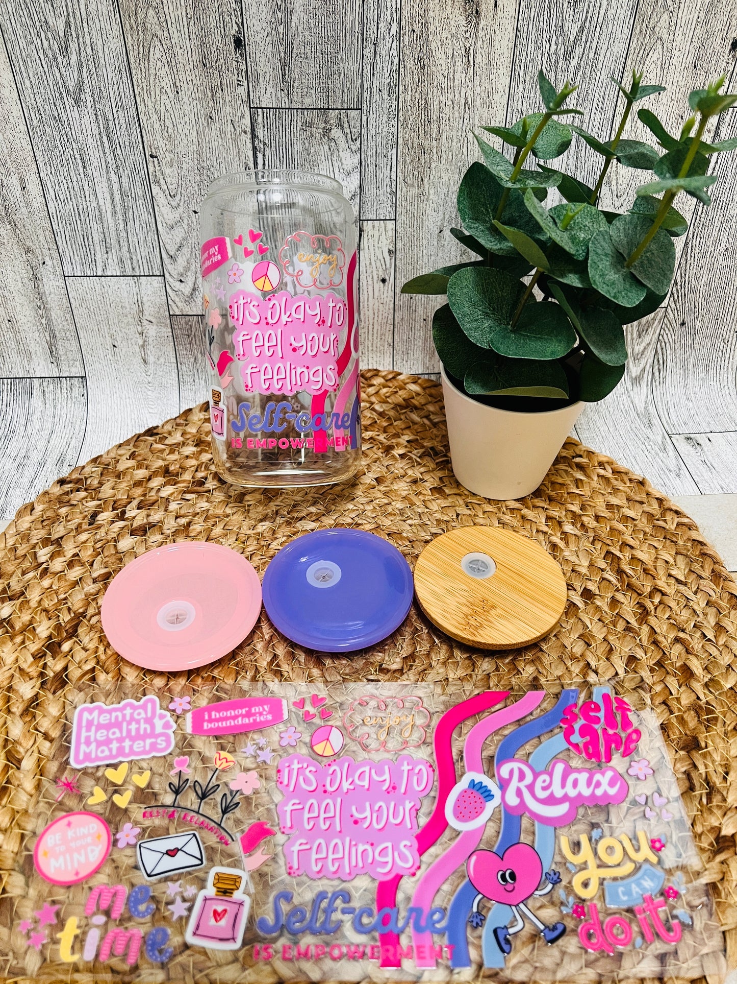 It's ok to feel your feelings Glass Can 16oz