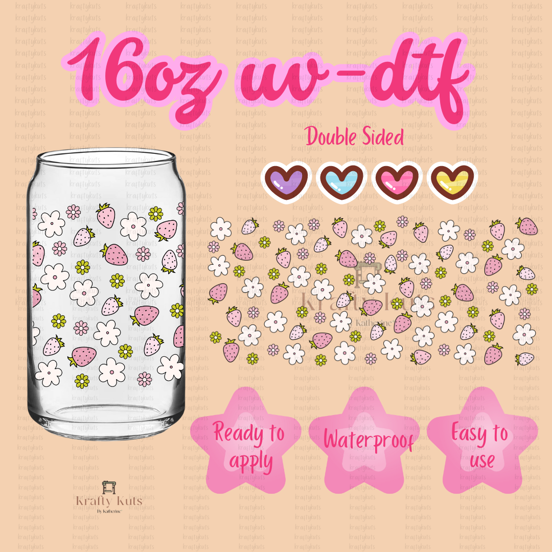 #127 UV-DTF 16oz Glass Cup - Double Sided