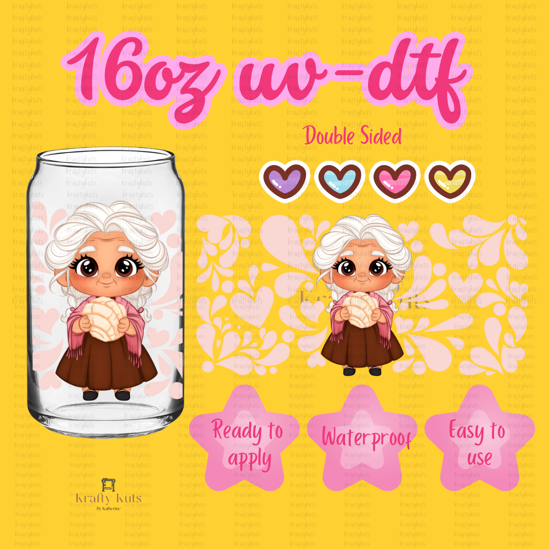#126 UV-DTF 16oz Glass Cup - Double Sided