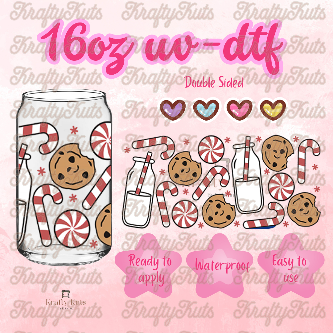 Milk & Cookies UV-DTF 16oz Glass Wrap - Double Sided
