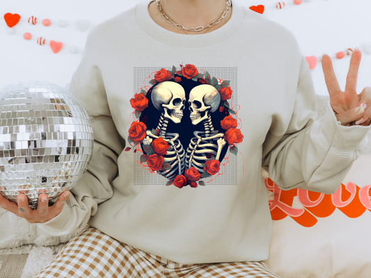 Roses Heart Skeleton Couple Crewneck♥