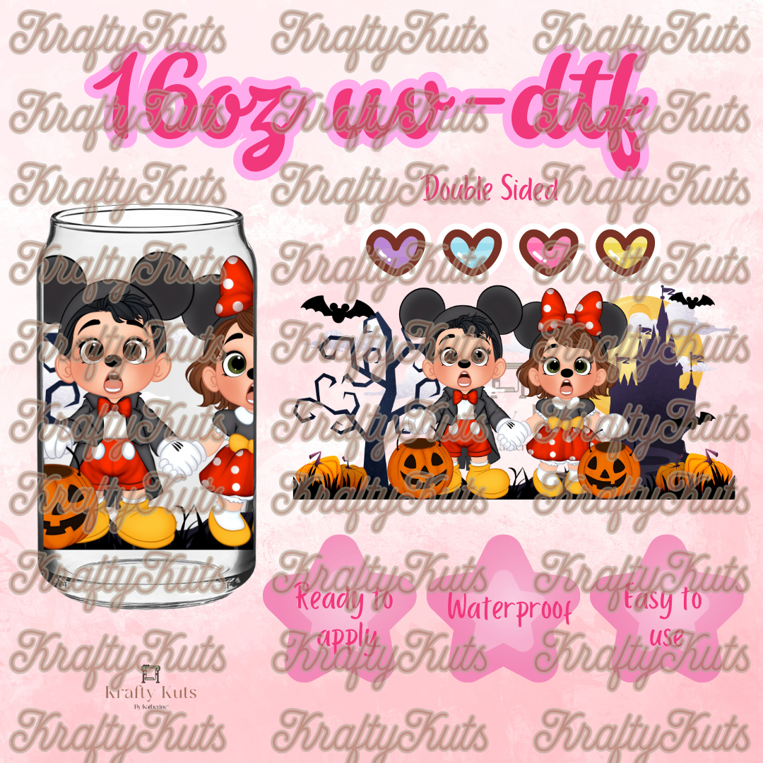 Friends Halloween Customes UV-DTF 16oz Glass Wrap - Double Sided