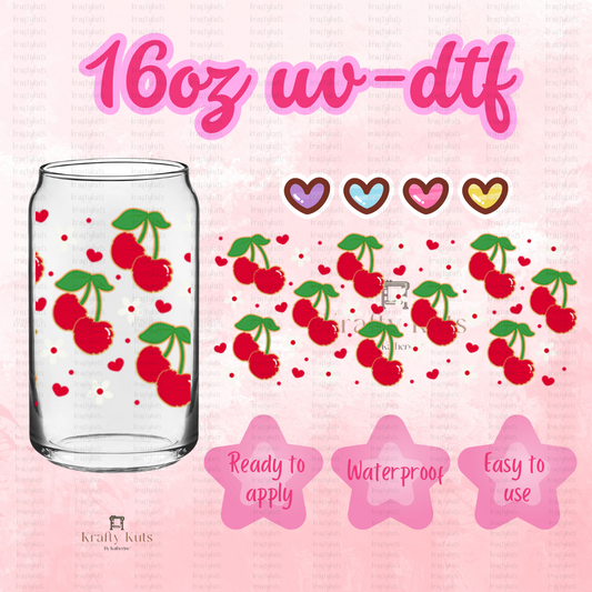 Cherries UV-DTF 16oz GLASS WRAP