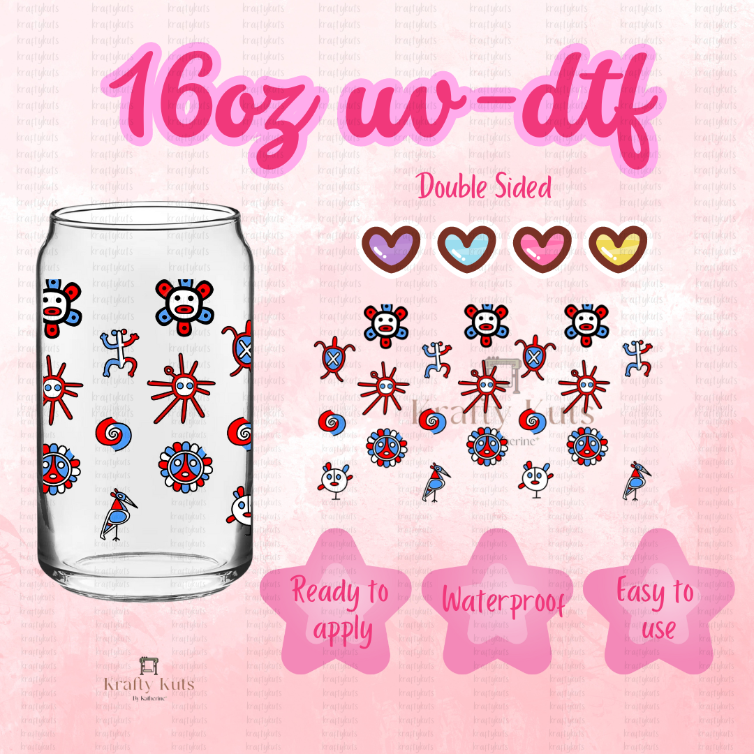 Puerto Rico C UV-DTF 16oz Glass Can Wrap - Double Sided