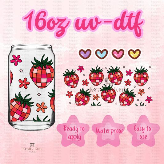Fresas Disco UV-DTF 16oz GLASS WRAP