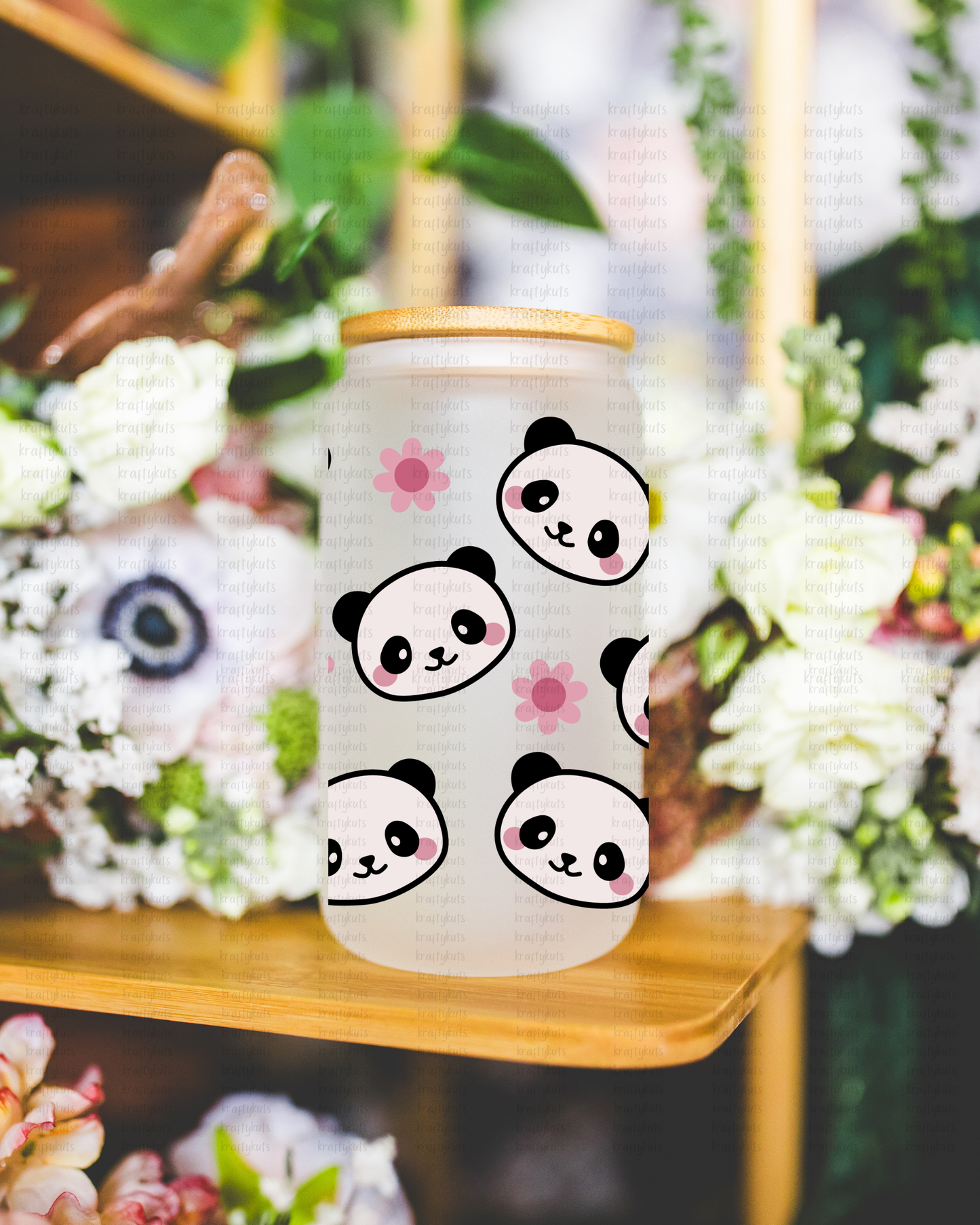 Panda Bear 🐼✨ Glass Cup 16oz