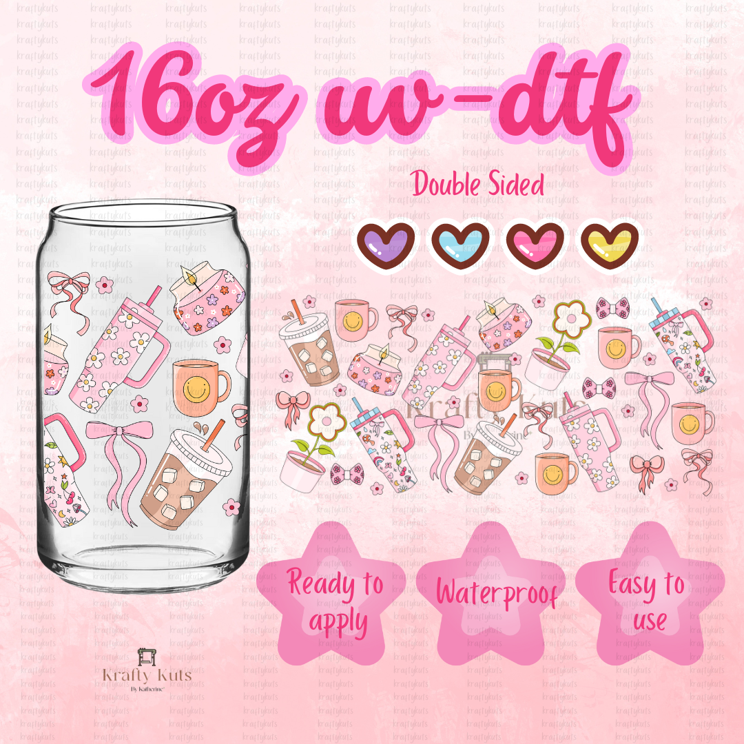 Girly Accesories UV-DTF 16oz Glass Can Wrap - Double Sided