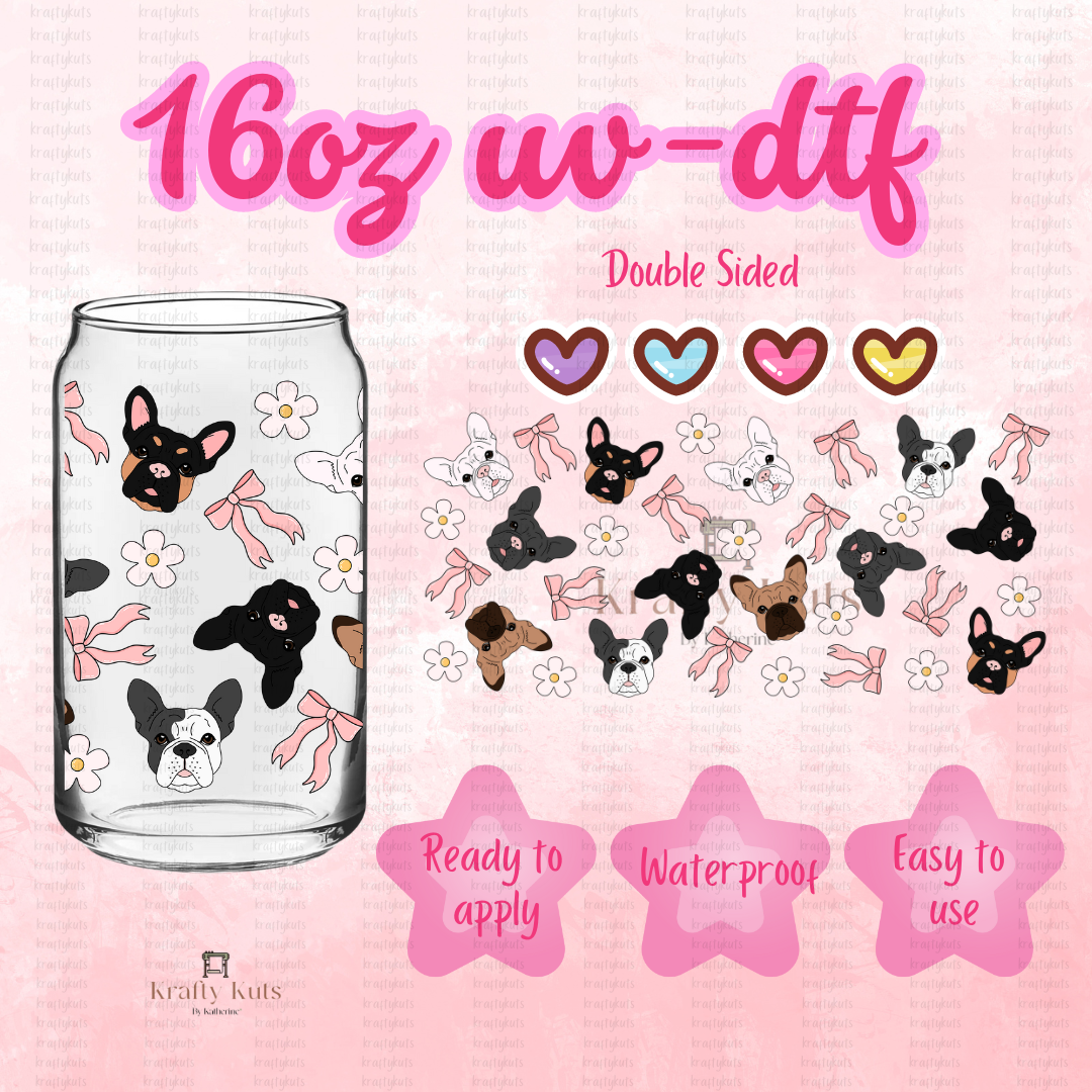 Puppies UV-DTF 16oz Glass Can Wrap - Double Sided