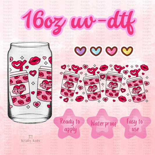 Latte Love UV-DTF 16oz Glass Wrap