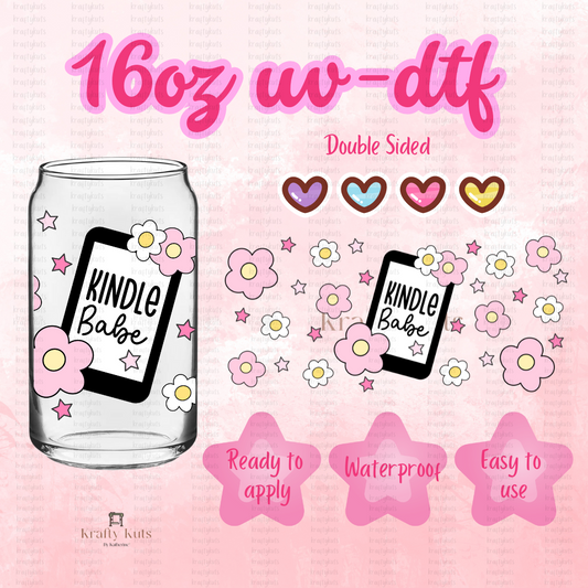 Kindle Babe UV-DTF 16oz Glass Can Wrap - Double Sided