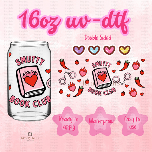 Smutty Book Club UV-DTF 16oz Glass Can Wrap - Double Sided