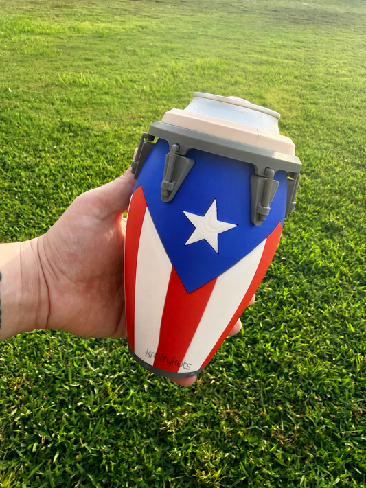 Puerto Rican Conga Can Holder 🇵🇷 | 3D Printed Boricua Drink Sleeve for 12oz Cans