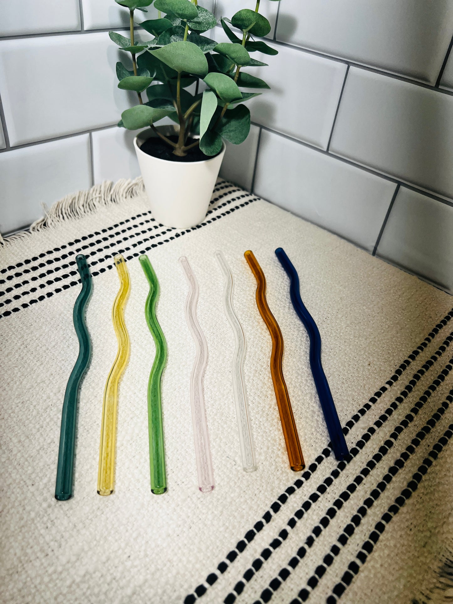 Wavy & Regular Colored Glass Straw